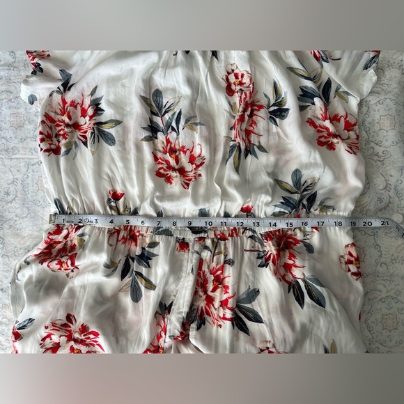 Red and White Ruched Asymmetrical Sundress,jumpsuit - Picture 4 of 14